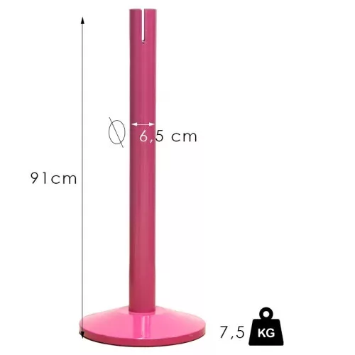 Normál szalagos Kordonoszlop, 2.4m, szalag nélkül (NO-pink)