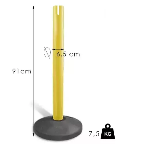 Normál szalagos Kordonoszlop, 2.4m, szalag nélkül (NO-yellow)