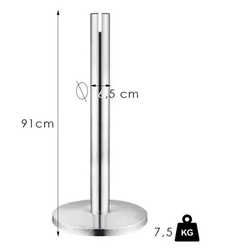 Normál króm szalagos kordonoszlop, 2.4m, szalag nélkül (NOK)