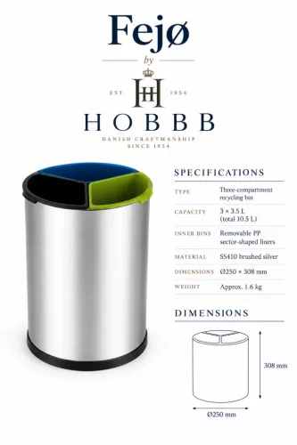 HOBBB Fejø Mülltrennungs-Mülleimer für Gästezimmer, 10 l
