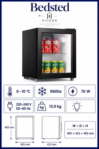 HOBBB Bedsted Minibar-Kühlschrank, 70 W
