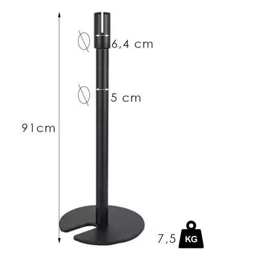 Sorolható szalagos kordonoszlop, 2.4m, szalag nélkül (SOF)