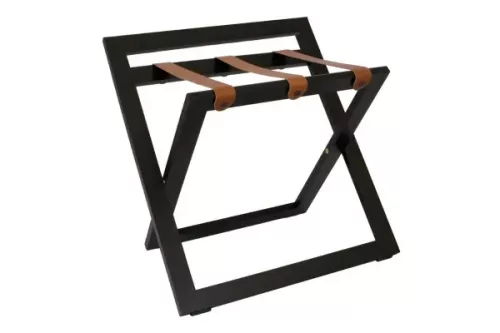 STAND+ bőröndtartó állvány háttámlával Fekete