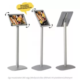 Infoständer A4 grau, runde Ecken, Hoch-/Querformatrahmen