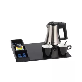 Snap tálca 0,5L-es vízforralóval és 2 fekete csészével