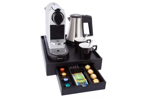 Space tálca 0,5L-es vízforralóval és 2 fekete csészével