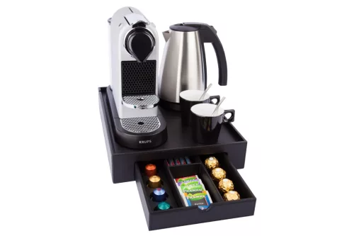 Space tálca 1L-es vízforralóval és 2 fekete csészével