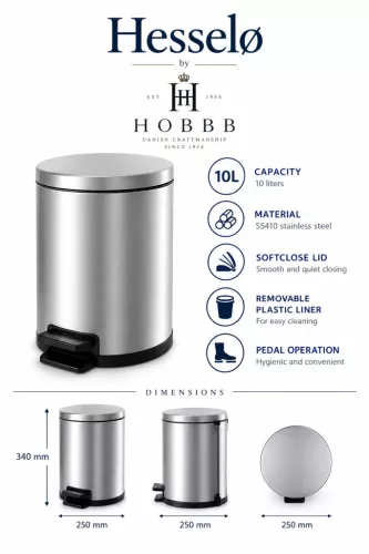 HOBBB Hesselø Gästezimmer-Mülleimer, 10 l