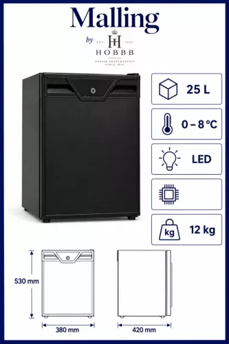 HOBBB Malling Minibar-Kühlschrank, 25 l