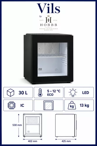 HOBBB Vils Minibar-Kühlschrank, 30 l