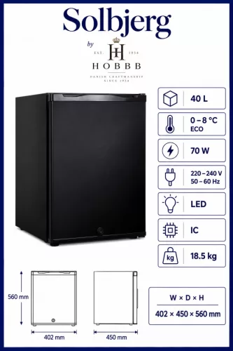 HOBBB Solbjerg Minibar-Kühlschrank, 40 l (XC-40A)