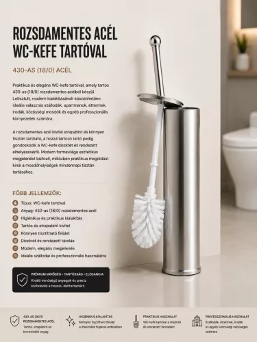 Edelstahl-WC-Bürste mit Halter – Stahl 430 (18/0)